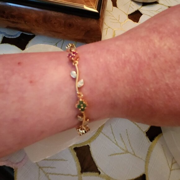 JTV Multi Stone 18K Yellow Gold Over Sterling Silver Bracelet - Picture 12 of 12